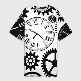 Платье-футболка 3D с принтом Время не ждет в Петрозаводске,  |  | Тематика изображения на принте: время | часы