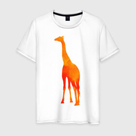 Мужская футболка хлопок с принтом жираф в Петрозаводске, 100% хлопок | прямой крой, круглый вырез горловины, длина до линии бедер, слегка спущенное плечо. | 