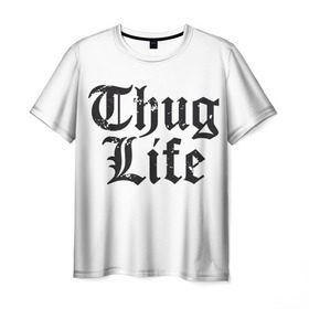 Мужская футболка 3D с принтом Thug Life в Петрозаводске, 100% полиэфир | прямой крой, круглый вырез горловины, длина до линии бедер | Тематика изображения на принте: 2pac | amaru | life | shakur | thug | thung | tupac