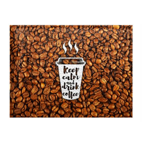 Обложка для студенческого билета с принтом keep calm and drink coffee в Петрозаводске, натуральная кожа | Размер: 11*8 см; Печать на всей внешней стороне | coffee | keep calm | кофе