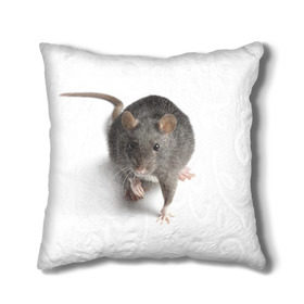 Подушка 3D с принтом Крыса в Петрозаводске, наволочка – 100% полиэстер, наполнитель – холлофайбер (легкий наполнитель, не вызывает аллергию). | состоит из подушки и наволочки. Наволочка на молнии, легко снимается для стирки | животные | крыса | мышка | мышь