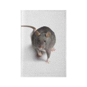 Обложка для паспорта матовая кожа с принтом Крыса в Петрозаводске, натуральная матовая кожа | размер 19,3 х 13,7 см; прозрачные пластиковые крепления | Тематика изображения на принте: животные | крыса | мышка | мышь
