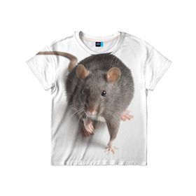 Детская футболка 3D с принтом Крыса в Петрозаводске, 100% гипоаллергенный полиэфир | прямой крой, круглый вырез горловины, длина до линии бедер, чуть спущенное плечо, ткань немного тянется | животные | крыса | мышка | мышь