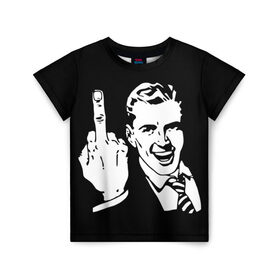 Детская футболка 3D с принтом Человек с пальцем в Петрозаводске, 100% гипоаллергенный полиэфир | прямой крой, круглый вырез горловины, длина до линии бедер, чуть спущенное плечо, ткань немного тянется | менеджер