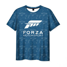 Мужская футболка 3D с принтом Forza Motorsport в Петрозаводске, 100% полиэфир | прямой крой, круглый вырез горловины, длина до линии бедер | Тематика изображения на принте: car | crew | dirt | flatout | grid | need | nfs | race | speed | гонки | машина | скорость