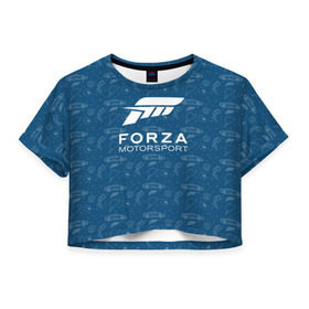Женская футболка 3D укороченная с принтом Forza Motorsport в Петрозаводске, 100% полиэстер | круглая горловина, длина футболки до линии талии, рукава с отворотами | car | crew | dirt | flatout | grid | need | nfs | race | speed | гонки | машина | скорость