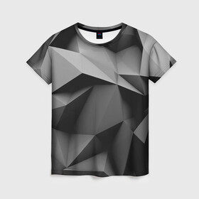 Женская футболка 3D с принтом Gray abstraction в Петрозаводске, 100% полиэфир ( синтетическое хлопкоподобное полотно) | прямой крой, круглый вырез горловины, длина до линии бедер | abstract | abstraction | грань | краски | линии | ребро | текстура