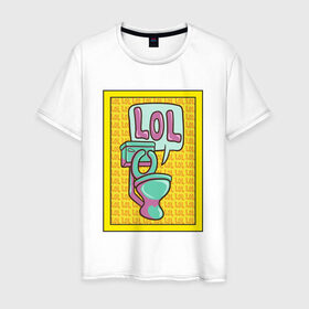 Мужская футболка хлопок с принтом Сортирный юмор в Петрозаводске, 100% хлопок | прямой крой, круглый вырез горловины, длина до линии бедер, слегка спущенное плечо. | lol | желтый | кек | лол | мультяшный | унитаз