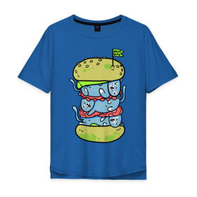 Мужская футболка хлопок Oversize с принтом drop dead в Петрозаводске, 100% хлопок | свободный крой, круглый ворот, “спинка” длиннее передней части | burger | cat | citty | hamburger | бургер | гамбургер | кот | кошка