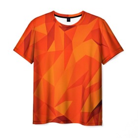 Мужская футболка 3D с принтом Orange geometry в Петрозаводске, 100% полиэфир | прямой крой, круглый вырез горловины, длина до линии бедер | abstraction | абстракция | геометрия | грани | линии | полигоны | сочетания | текстура | треугольники