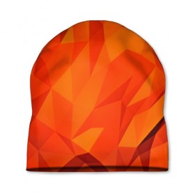 Шапка 3D с принтом Orange geometry в Петрозаводске, 100% полиэстер | универсальный размер, печать по всей поверхности изделия | abstraction | абстракция | геометрия | грани | линии | полигоны | сочетания | текстура | треугольники