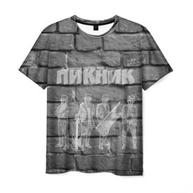 Мужская футболка 3D с принтом Пикник мелом на стене в Петрозаводске, 100% полиэфир | прямой крой, круглый вырез горловины, длина до линии бедер | Тематика изображения на принте: кирнос | корчемный | шклярский