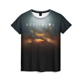 Женская футболка 3D с принтом Destiny 2 в Петрозаводске, 100% полиэфир ( синтетическое хлопкоподобное полотно) | прямой крой, круглый вырез горловины, длина до линии бедер | destiny | destiny 2 | space | дестени | космос