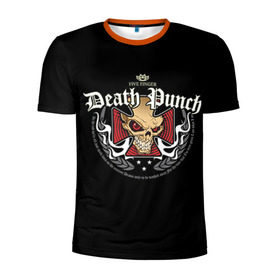 Мужская футболка 3D спортивная с принтом Five Finger Death Punch 2 в Петрозаводске, 100% полиэстер с улучшенными характеристиками | приталенный силуэт, круглая горловина, широкие плечи, сужается к линии бедра | 5fdp | ffdp | five finger death punch