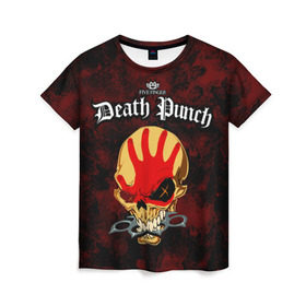 Женская футболка 3D с принтом Five Finger Death Punch 4 в Петрозаводске, 100% полиэфир ( синтетическое хлопкоподобное полотно) | прямой крой, круглый вырез горловины, длина до линии бедер | 5fdp | ffdp | five finger death punch
