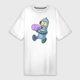 Платье-футболка хлопок с принтом Lil Bender в Петрозаводске,  |  | bender | futurama | бендер | зойдберг | космос | футурама