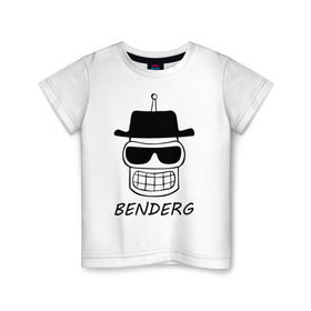 Детская футболка хлопок с принтом Benderg в Петрозаводске, 100% хлопок | круглый вырез горловины, полуприлегающий силуэт, длина до линии бедер | bender | breaking bad | futurama | бендер | во все тяжкие | зойдберг | космос | футурама