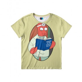 Детская футболка 3D с принтом Зоидберг в Петрозаводске, 100% гипоаллергенный полиэфир | прямой крой, круглый вырез горловины, длина до линии бедер, чуть спущенное плечо, ткань немного тянется | bender | futurama | бендер | зойдберг | космос | футурама