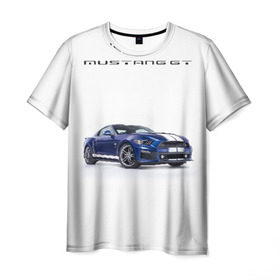 Мужская футболка 3D с принтом Ford Mustang GT 3 в Петрозаводске, 100% полиэфир | прямой крой, круглый вырез горловины, длина до линии бедер | Тематика изображения на принте: ford | gt | mustang | shelby | мустанг | форд | шэлби