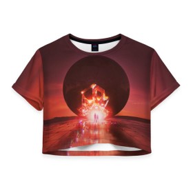 Женская футболка 3D укороченная с принтом Imagine Dragons в Петрозаводске, 100% полиэстер | круглая горловина, длина футболки до линии талии, рукава с отворотами | rock | имэджн драгонз | рок