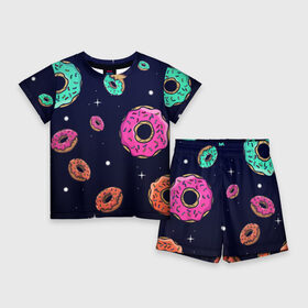 Детский костюм с шортами 3D с принтом Black Milk Космические Пончики в Петрозаводске,  |  | black milk | donut | donuts | space | the simpsons | trend | глазурь | дизайн | еда | звезда | звёзды | космос | мода | пончик | симпсоны | симсоны | сладкий | стиль | тренд | узор