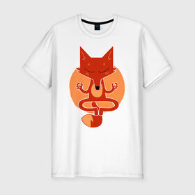 Мужская футболка премиум с принтом Inner Fox в Петрозаводске, 92% хлопок, 8% лайкра | приталенный силуэт, круглый вырез ворота, длина до линии бедра, короткий рукав | fox | йога | лис | лиса | медитация