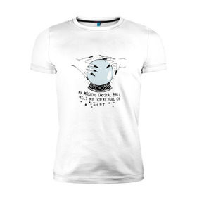Мужская футболка премиум с принтом Магический кристалл в Петрозаводске, 92% хлопок, 8% лайкра | приталенный силуэт, круглый вырез ворота, длина до линии бедра, короткий рукав | ведьма | изотерика | колдовство | магический шар | магия | эзотерика