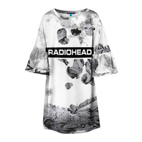 Детское платье 3D с принтом Radiohead 8 в Петрозаводске, 100% полиэстер | прямой силуэт, чуть расширенный к низу. Круглая горловина, на рукавах — воланы | radiohead | радиохэд | том йорк