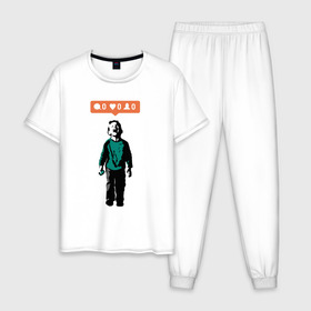Мужская пижама хлопок с принтом ИГНОР в Петрозаводске, 100% хлопок | брюки и футболка прямого кроя, без карманов, на брюках мягкая резинка на поясе и по низу штанин
 | арт | бэнкси | граффити | поп арт | стрит арт