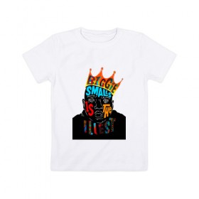 Детская футболка хлопок с принтом Biggie Smalls в Петрозаводске, 100% хлопок | круглый вырез горловины, полуприлегающий силуэт, длина до линии бедер | Тематика изображения на принте: biggie | biggie smalls | hip hop | notorious b.i.g. | rap | бигги | рэп | хип хоп