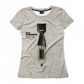 Женская футболка 3D с принтом Foo Fighters в Петрозаводске, 100% полиэфир ( синтетическое хлопкоподобное полотно) | прямой крой, круглый вырез горловины, длина до линии бедер | foo fighters | дэйв грол | фу файтерс