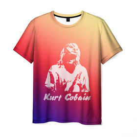 Мужская футболка 3D с принтом Kurt Cobain в Петрозаводске, 100% полиэфир | прямой крой, круглый вырез горловины, длина до линии бедер | nirvana |  курт кобейн | нирвана | рок