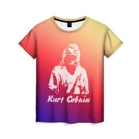 Женская футболка 3D с принтом Kurt Cobain в Петрозаводске, 100% полиэфир ( синтетическое хлопкоподобное полотно) | прямой крой, круглый вырез горловины, длина до линии бедер | nirvana |  курт кобейн | нирвана | рок