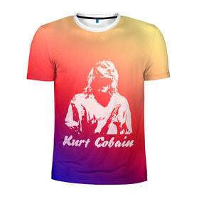 Мужская футболка 3D спортивная с принтом Kurt Cobain в Петрозаводске, 100% полиэстер с улучшенными характеристиками | приталенный силуэт, круглая горловина, широкие плечи, сужается к линии бедра | nirvana |  курт кобейн | нирвана | рок
