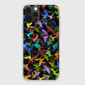 Чехол для iPhone 12 Pro Max с принтом Разноцветные птички в Петрозаводске, Силикон |  | ворбьи | куча | паттерн | птица | птицы | радуга | радужный | синцы | стая | текстура