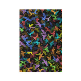 Обложка для паспорта матовая кожа с принтом Разноцветные птички в Петрозаводске, натуральная матовая кожа | размер 19,3 х 13,7 см; прозрачные пластиковые крепления | ворбьи | куча | паттерн | птица | птицы | радуга | радужный | синцы | стая | текстура