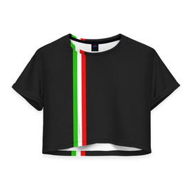 Женская футболка 3D укороченная с принтом Black Milk Italiano в Петрозаводске, 100% полиэстер | круглая горловина, длина футболки до линии талии, рукава с отворотами | flag | italian | италия | итальянский | страна | страны | триколор | флаг