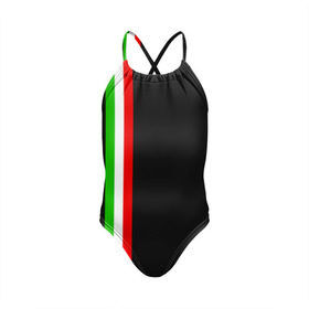 Детский купальник 3D с принтом Black Milk Italiano в Петрозаводске, Полиэстер 85%, Спандекс 15% | Слитный крой, подклад по переду изделия, узкие бретели | Тематика изображения на принте: flag | italian | италия | итальянский | страна | страны | триколор | флаг