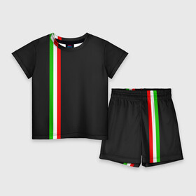 Детский костюм с шортами 3D с принтом Black Milk Italiano в Петрозаводске,  |  | flag | italian | италия | итальянский | страна | страны | триколор | флаг