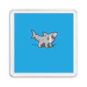 Магнит 55*55 с принтом Акула мутант 5 в Петрозаводске, Пластик | Размер: 65*65 мм; Размер печати: 55*55 мм | акула | детям | лапы | мутант | рисунок