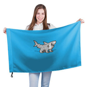 Флаг 3D с принтом Акула мутант 5 в Петрозаводске, 100% полиэстер | плотность ткани — 95 г/м2, размер — 67 х 109 см. Принт наносится с одной стороны | акула | детям | лапы | мутант | рисунок