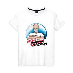 Женская футболка хлопок с принтом Mr. Saitama в Петрозаводске, 100% хлопок | прямой крой, круглый вырез горловины, длина до линии бедер, слегка спущенное плечо | 