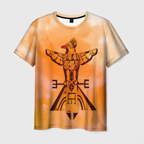 Мужская футболка 3D с принтом этника в Петрозаводске, 100% полиэфир | прямой крой, круглый вырез горловины, длина до линии бедер | геометрия | индейцы | ловец снов | орел | орнамент | перья | пирамида | птица | пустыня | символы | сокол | тотем | узоры | этно | ястреб