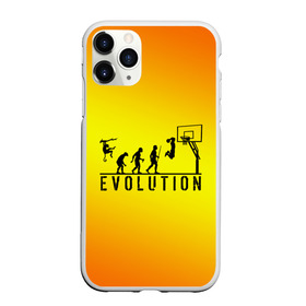 Чехол для iPhone 11 Pro Max матовый с принтом Эволюция баскетбола в Петрозаводске, Силикон |  | basketball | evolution | желтый | обезьяна человек | оранжевый | эволюция