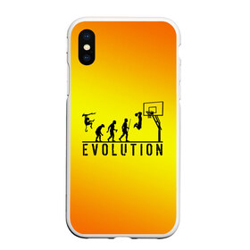 Чехол для iPhone XS Max матовый с принтом Эволюция баскетбола в Петрозаводске, Силикон | Область печати: задняя сторона чехла, без боковых панелей | basketball | evolution | желтый | обезьяна человек | оранжевый | эволюция