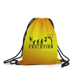 Рюкзак-мешок 3D с принтом Эволюция баскетбола в Петрозаводске, 100% полиэстер | плотность ткани — 200 г/м2, размер — 35 х 45 см; лямки — толстые шнурки, застежка на шнуровке, без карманов и подкладки | basketball | evolution | желтый | обезьяна человек | оранжевый | эволюция