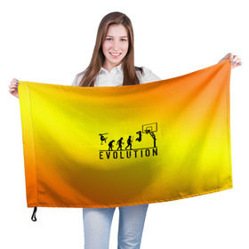 Флаг 3D с принтом Эволюция баскетбола в Петрозаводске, 100% полиэстер | плотность ткани — 95 г/м2, размер — 67 х 109 см. Принт наносится с одной стороны | basketball | evolution | желтый | обезьяна человек | оранжевый | эволюция