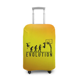 Чехол для чемодана 3D с принтом Эволюция баскетбола в Петрозаводске, 86% полиэфир, 14% спандекс | двустороннее нанесение принта, прорези для ручек и колес | basketball | evolution | желтый | обезьяна человек | оранжевый | эволюция