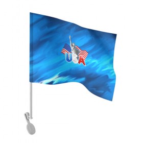 Флаг для автомобиля с принтом USA в Петрозаводске, 100% полиэстер | Размер: 30*21 см | 3d | blue | usa | америка | города | краски | любовь | страны | сша | турист | флаг
