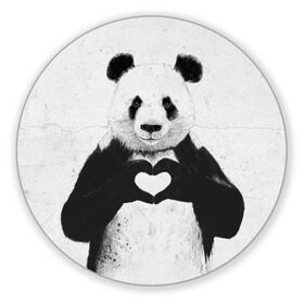 Коврик круглый с принтом Panda heart в Петрозаводске, резина и полиэстер | круглая форма, изображение наносится на всю лицевую часть | heart | panda | арт | клевый | красивый | панда | рисунок | сердце